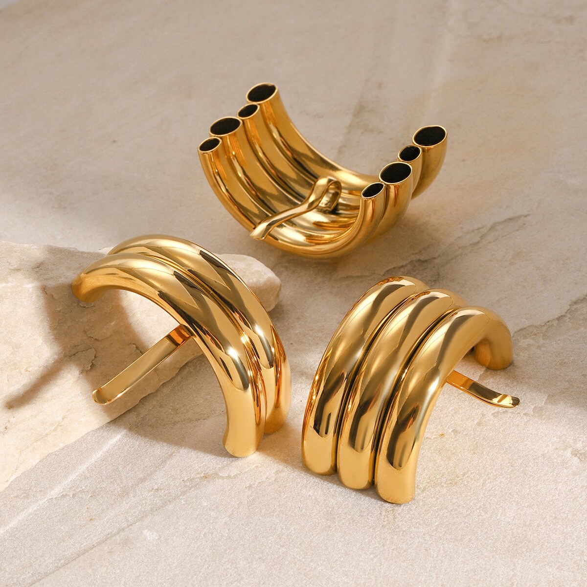 1 Piece Simple Series Simple Solid Color Stainless Steel 18K Gold Plated Women's Hair Clips h5 